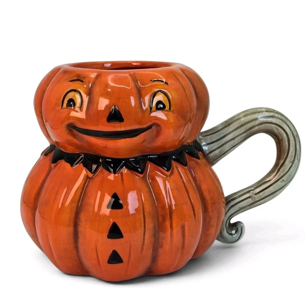 Johanna Parker Stacked Pumpkin Mug Halloween Jack O Lantern Ceramic Orange